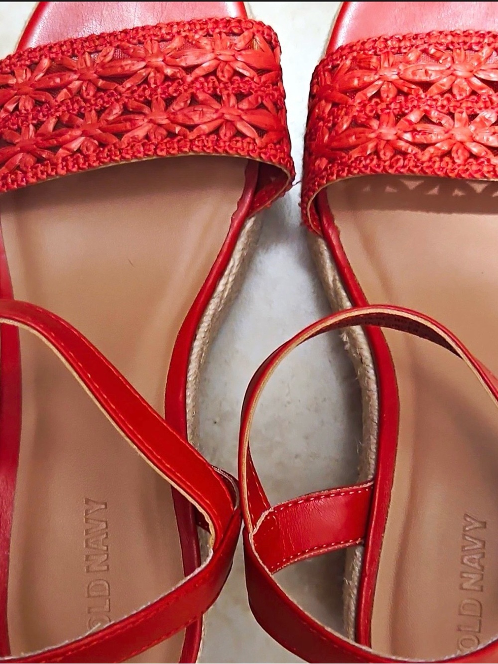 Old Navy Red Braided Slingback Espadrilles